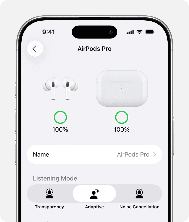 Настройки режимов прослушивания AirPods Pro на iPhone
