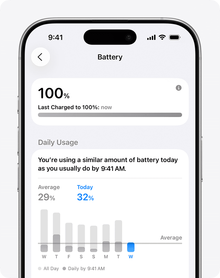 Раздел Battery в настройках iPhone